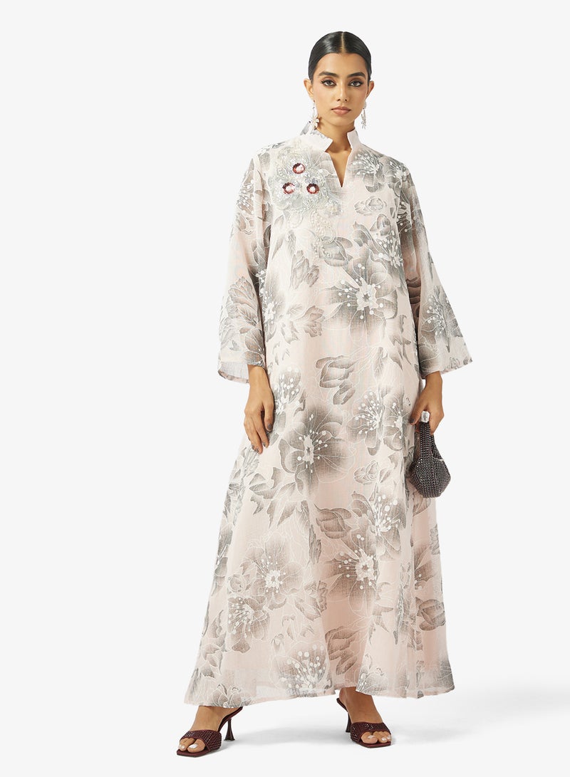 Khizana Floral Print Jalabiya - Image 4